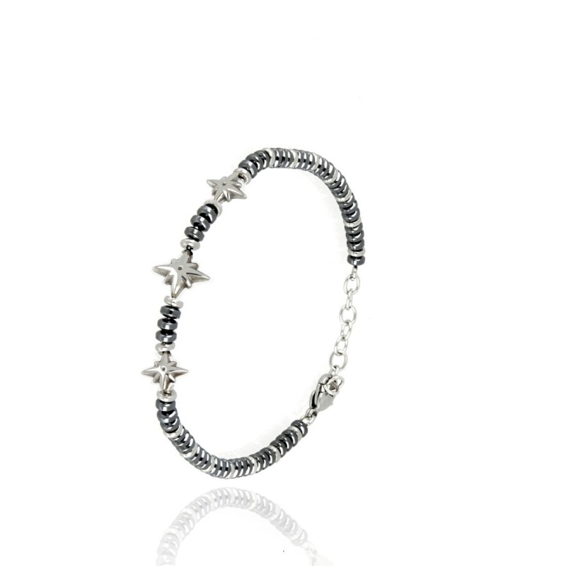 bracciale in acciaio rondelle e rosa dei venti mod. itabr4305 [7e46670f]