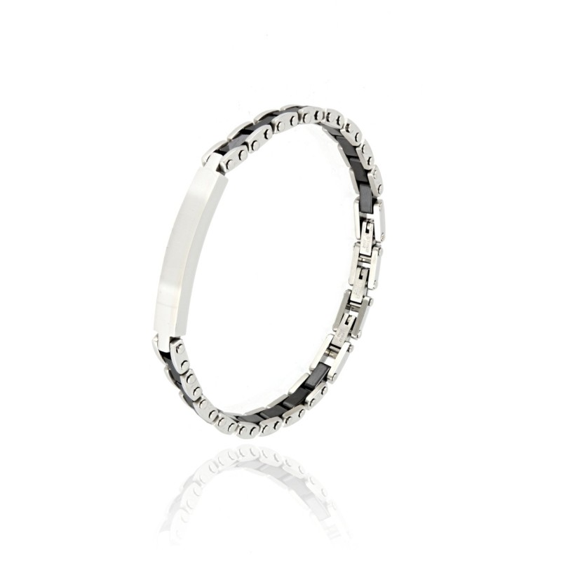bracciale in acciaio con ceramica e piastra liscia mod. itabr4909 [3f69ed83]