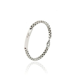 BRACCIALE IN ACCIAIO CON PIASTRA E ZIRC. MOD.ITABR4939 [d94517a7]