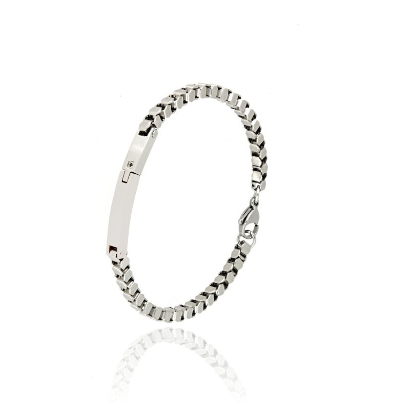 BRACCIALE IN ACCIAIO CON PIASTRA E ZIRC. MOD.ITABR4939 [d94517a7]