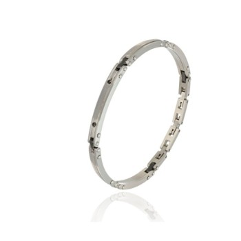 bracciale in acciaio con targa e pallini neri mod. itabr6575 [53b0ce5e]