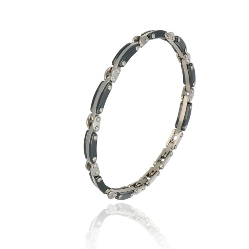 bracciale in acciaio e ceramica acciaio/nero mod. itabr6624 [7557b2b1]