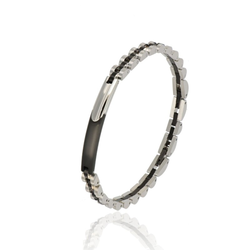 bracciale in acciaio con targa acciaio/nero mod. itabr6646 [7fb75879]