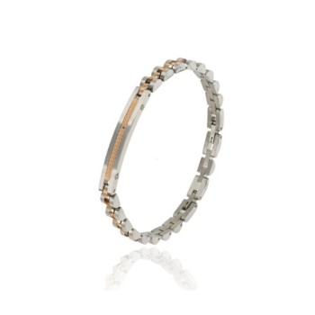 bracciale in acciaio con piastra acciaio/rosa mod. itabr7132 [9ecfb0ab]