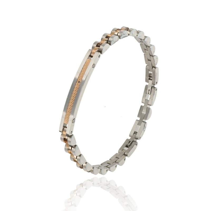 bracciale in acciaio con piastra acciaio/rosa mod. itabr7132 [9ecfb0ab]