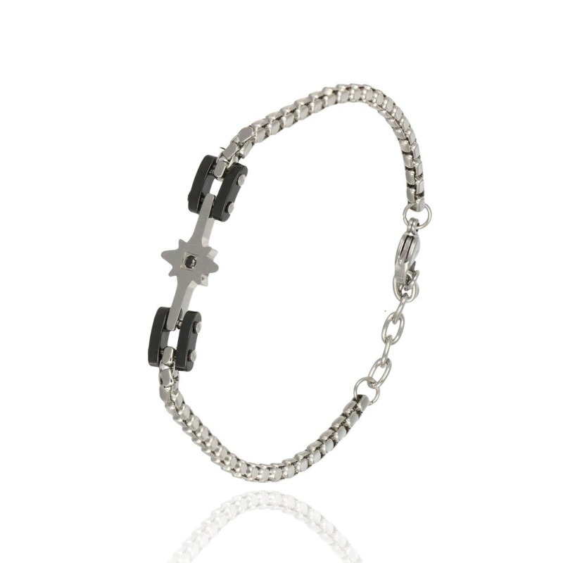 bracciale in acciaio maglia corda con rosa dei venti mod. itabr7187 [d8577136]