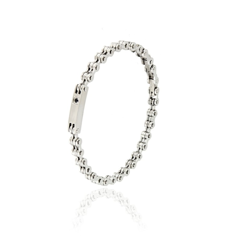 bracciale in acciaio con piastra e zircone mod. itabr4800 [aa9197e6]