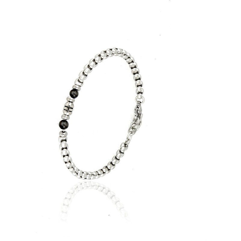 bracciale in acciaio maglia corda con sfere nere mod. itabr5223 [cca42f9f]