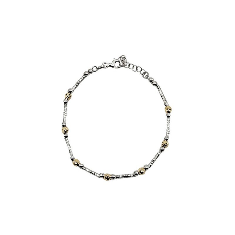 bracciale in argento con palline dorate e lucide mod. itaargbr1208 [293f5169]