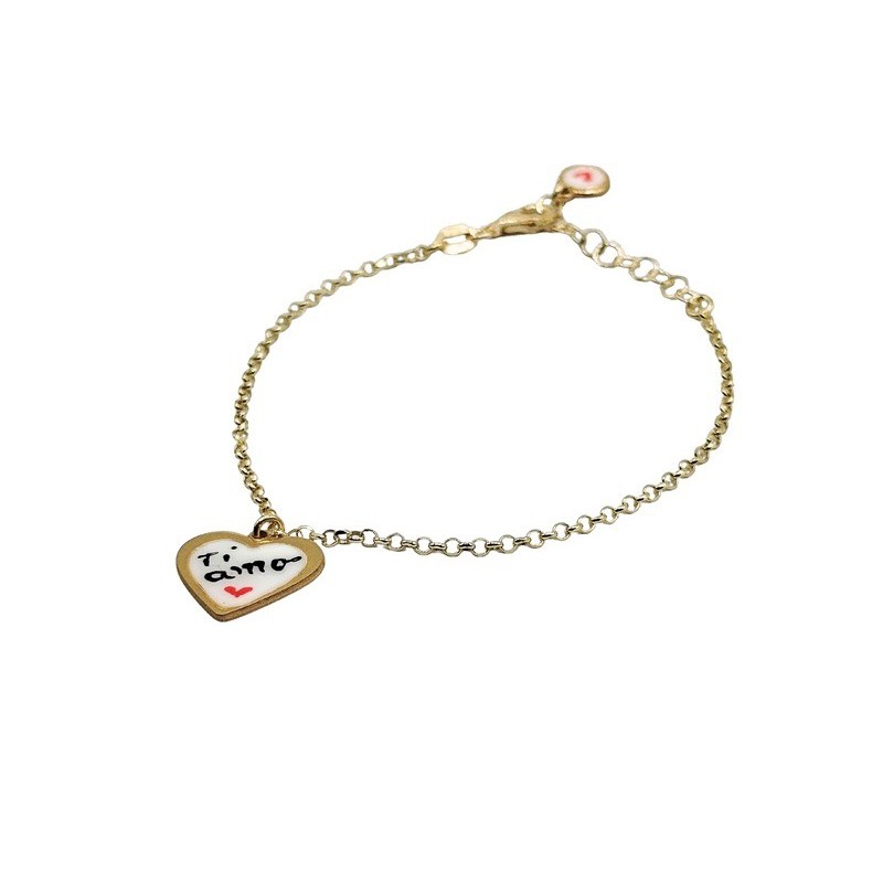 bracciale in argento dorato con cuore scritta  ti amo  mod. itaargbr1254 [3483c47f]