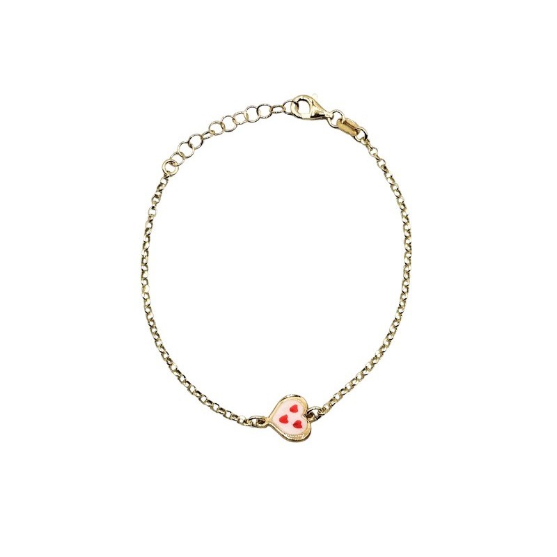 bracciale in argento dorato con cuore piccolo smaltato mod. itaargbr829 [3b624446]