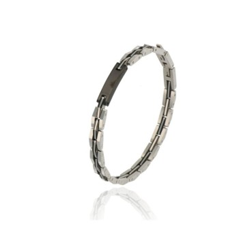 bracciale in acciaio con piastra nera mod. itabr2346 [020cd565]