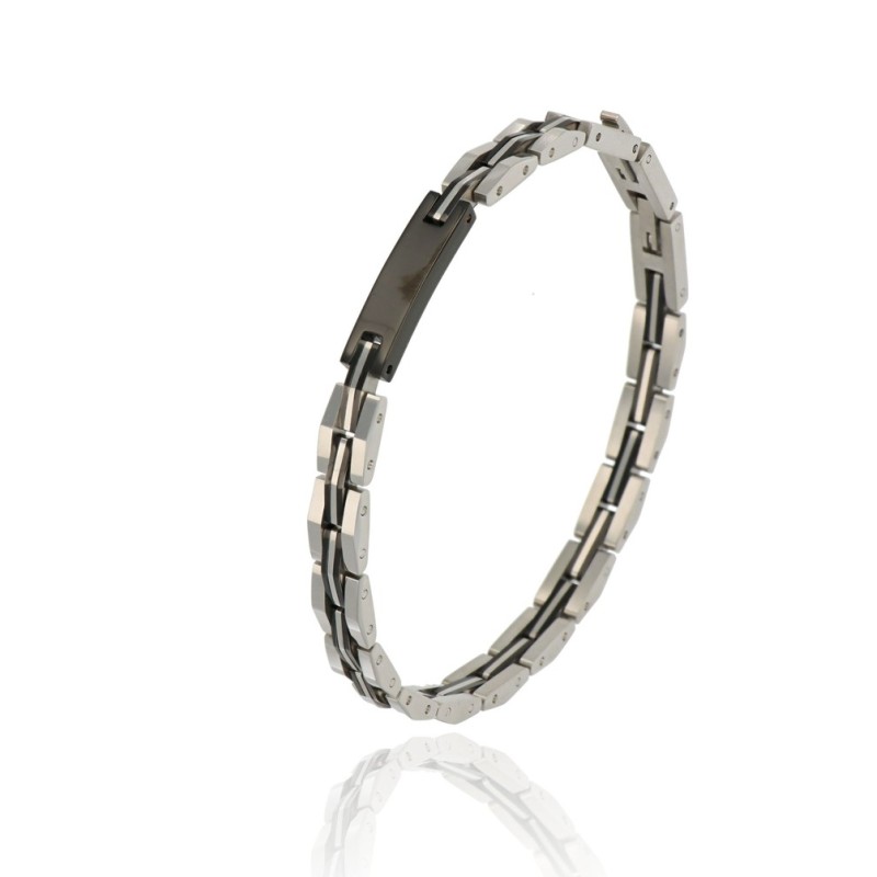 bracciale in acciaio con piastra nera mod. itabr2346 [020cd565]