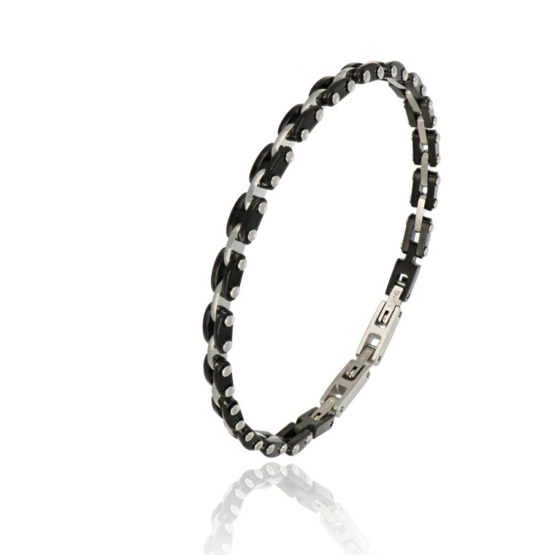 bracciale bicolor in acciaio e ceramica mod. itabr6659 [15967ad8]
