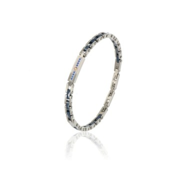 bracciale in acciaio e ceramica con zirconi blu mod. itabr7040 [fd4a2537]