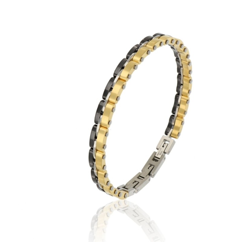 bracciale in acciaio bicolor dorato/nero mod. itabr7067 [197b96fa]