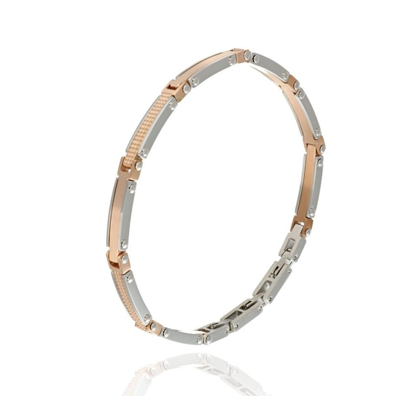 bracciale in acciaio con piastra acciaio/rosa mod. itabr2680 [59cb1014]