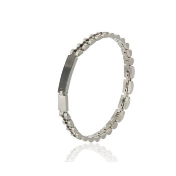 Bracciale in acciaio con piastra acciaio/nero  mod. ITABR3499 [9edcd7d1]