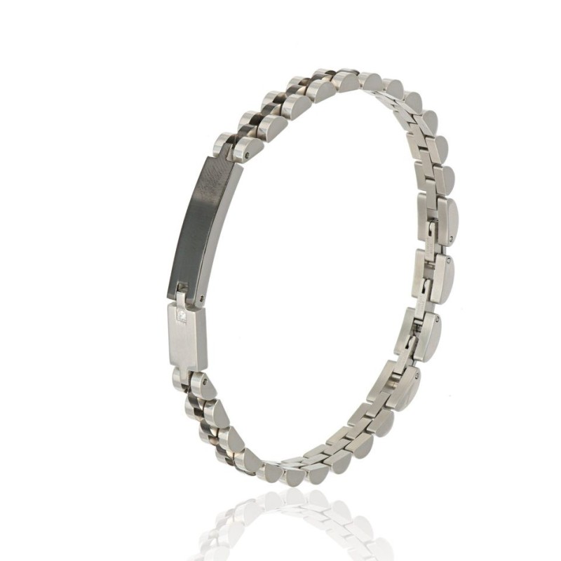 Bracciale in acciaio con piastra acciaio/nero  mod. ITABR3499 [9edcd7d1]