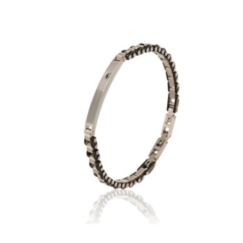 bracciale in acciaio con piastra acciaio/nero mod. itabr3997 [d94f2634]