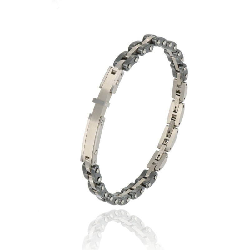 bracciale in acciaio con piastra centrale mod. itabr6643 [7153a110]