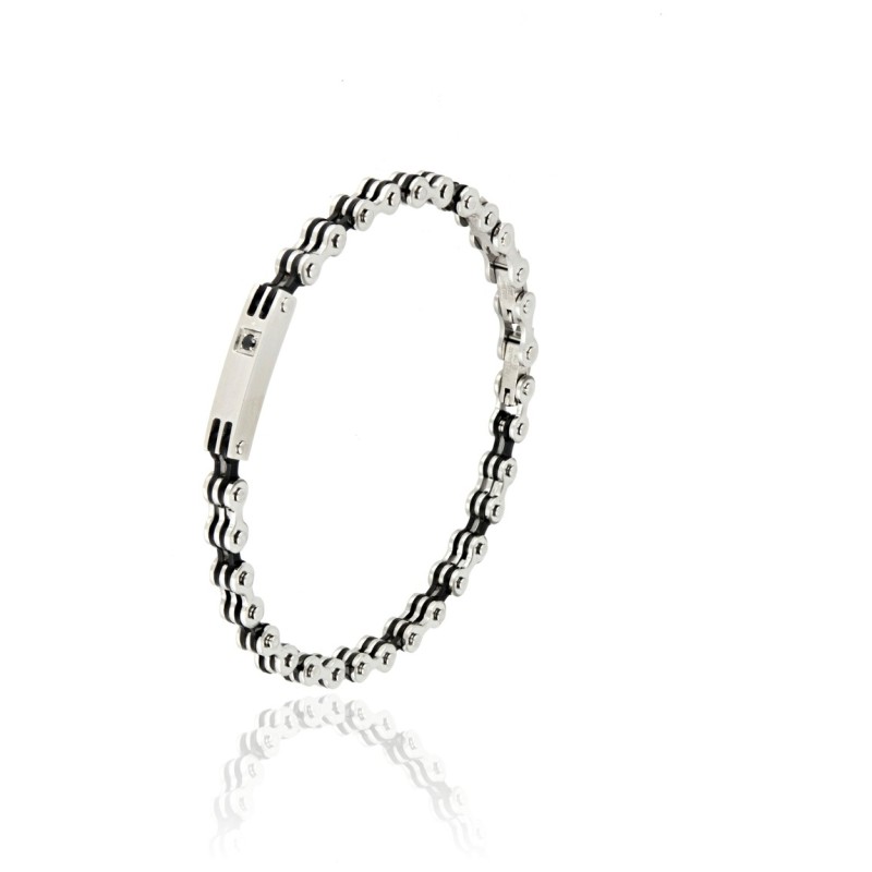 bracciale in acciaio con piastra e zircone mod. itabr4801 [2806538d]