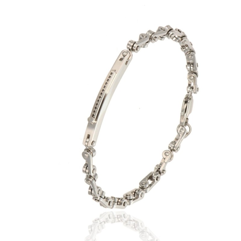 bracciale in acciaio con piastra e zirconi neri mod. itabr6671 [e38bc3af]