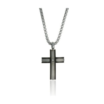 collana croce in acciaio bicolor con zircone mod. itapend2454 [6a6e8356]