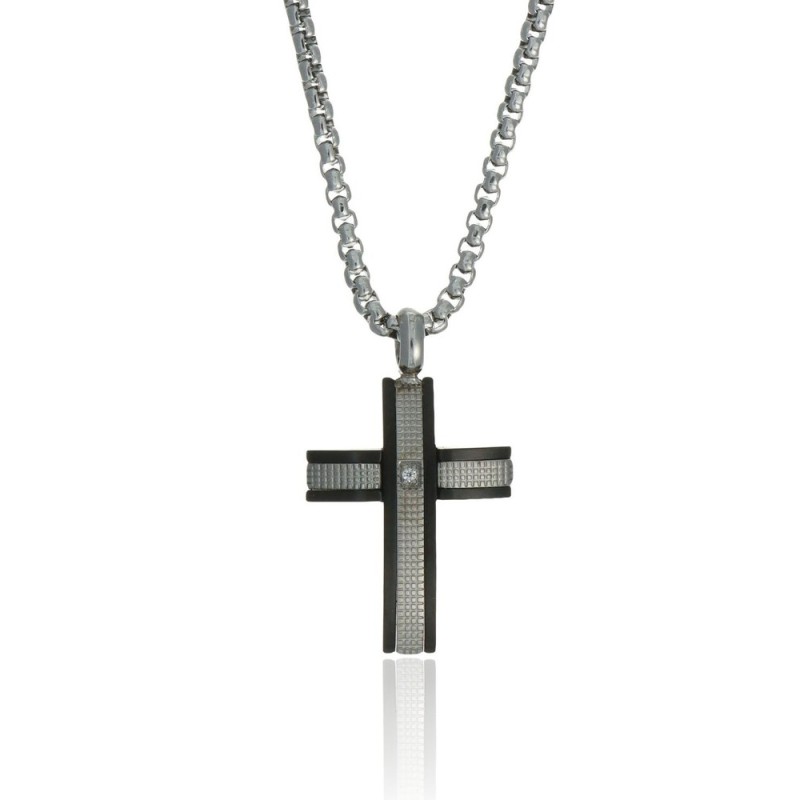 collana croce in acciaio bicolor con zircone mod. itapend2454 [6a6e8356]