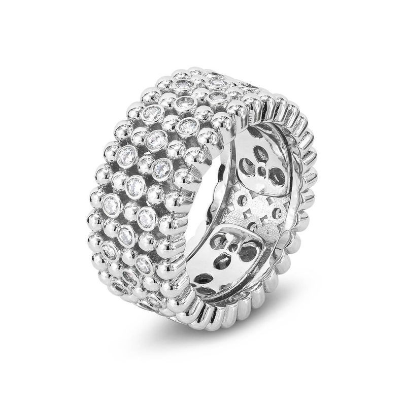 Anello a fascia larga piccolo con texture sferica e zirconi incastonatiMod.XAN226P [30b21ccb]