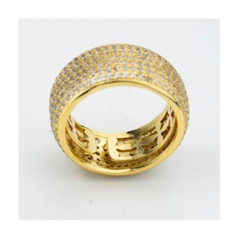 Anello grande placcato oro giallo a fascia con pavè di zirconi e fiore incastonato Mod.XAN227DG [e7fc38e6]