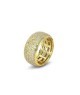 Anello piccolo placcato oro giallo a fascia con pavè di zirconi e fiore incastonato Mod,XAN227DP [6c483bf7]