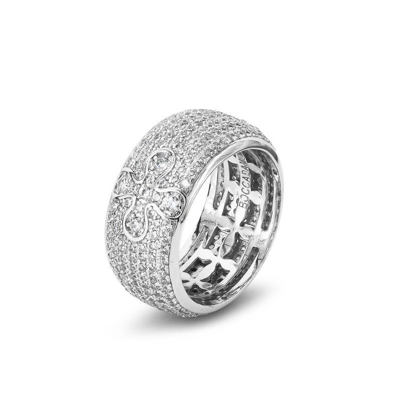 Anello grande a fascia con pavè di zirconi e fiore incastonato Mod.XAN227G [62a7f00f]