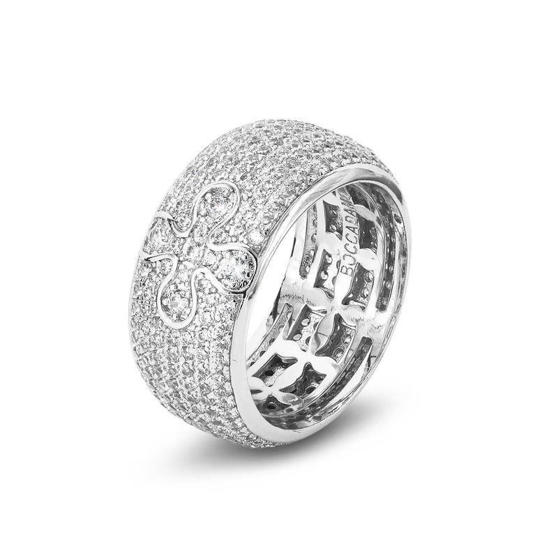 Anello piccolo a fascia con pavè di zirconi e fiore incastonato Mod.XAN227P [87287117]