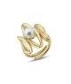 Anello contrarié placcato oro giallo con perla su profilo a foglia e petali stilizzati lateriali Mod.XAN230D [0dcb1658]