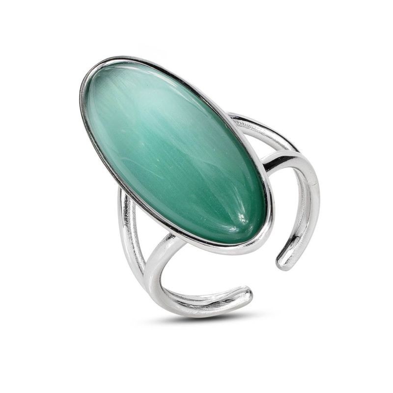 Anello con pietra grande verde acqua ovale Mod.XAN232T [a42b86f9]
