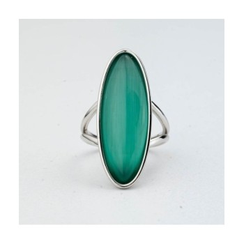 Anello con pietra grande verde acqua ovale Mod.XAN232T [ca1004f0]