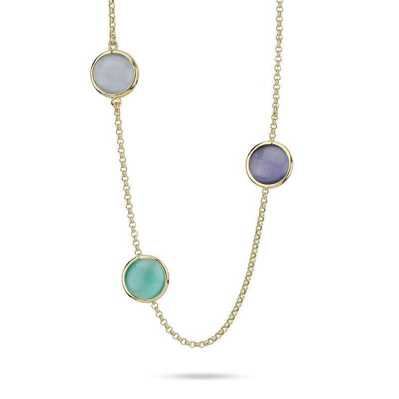 Collana placcata oro giallo con cristalli verde acqua, grigio e viola scuro Mod.XGR742DT [dc360883]