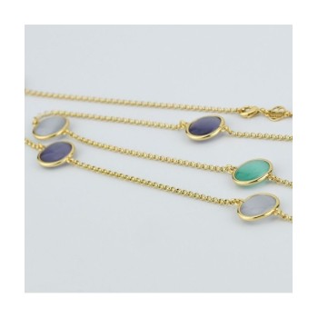 Collana placcata oro giallo con cristalli verde acqua, grigio e viola scuro Mod.XGR742DT [b20d8a8a]