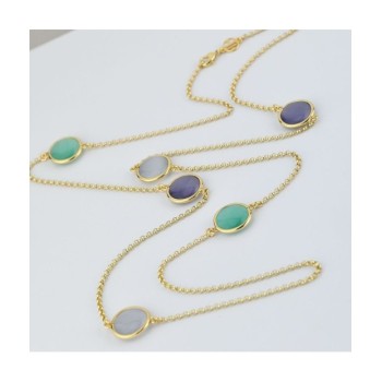 Collana placcata oro giallo con cristalli verde acqua, grigio e viola scuro Mod.XGR742DT [b75dcd94]