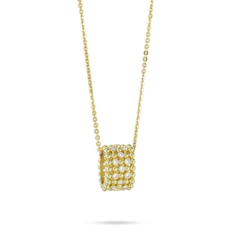 Collana girocollo placcato oro giallo con pendente a cilindro in texture sferica e zirconi incastonati Mod.XGR753D [b0ebd58c]