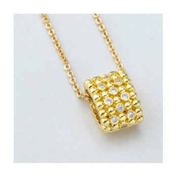 Collana girocollo placcato oro giallo con pendente a cilindro in texture sferica e zirconi incastonati Mod.XGR753D [ded05785]