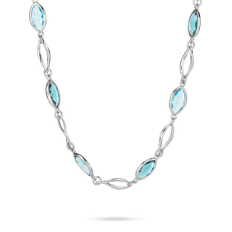 Collana girocollo con cristalli acquamarina e profili a forma di foglie con effetto torchon Mod.XGR766 [71ae493a]