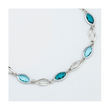 Collana girocollo con cristalli acquamarina e profili a forma di foglie con effetto torchon Mod.XGR766 [1f95cb33]