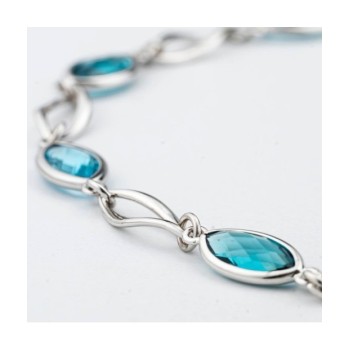 Collana girocollo con cristalli acquamarina e profili a forma di foglie con effetto torchon Mod.XGR766 [1ac58c2d]