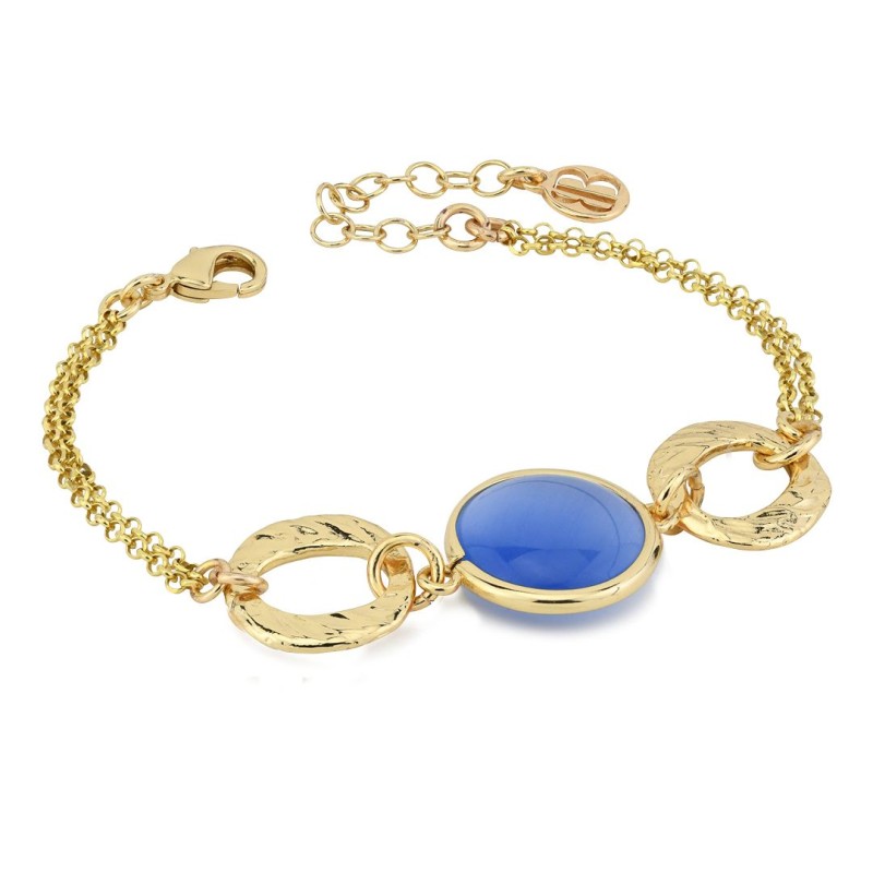 Bracciale placcato oro giallo con cristallo blu marino Mod.XB1034DB