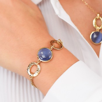 Bracciale placcato oro giallo con cristallo blu marino Mod.XB1034DB