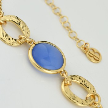 Bracciale placcato oro giallo con cristallo blu marino Mod.XB1034DB