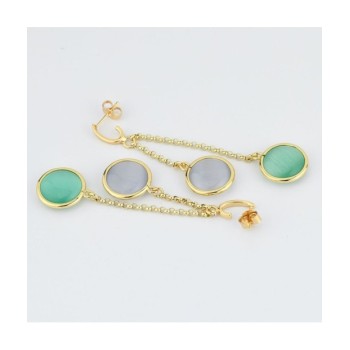 Orecchini placcati oro giallo con doppi cristalli pendenti grigio e verde acqua Mod.XOR760DT [6ddb82a0]