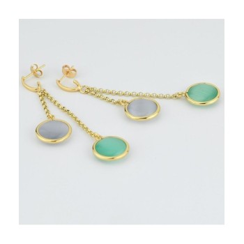 Orecchini placcati oro giallo con doppi cristalli pendenti grigio e verde acqua Mod.XOR760DT [688bc5be]